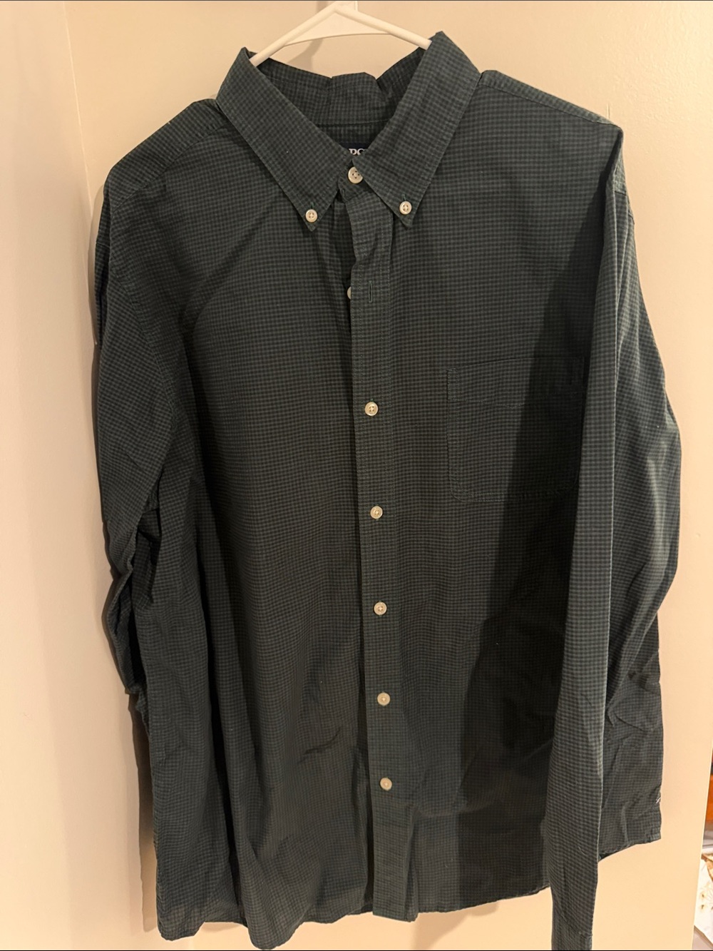 Chaps Men's Dark Green Micro-Gingham Button-Down Shirt